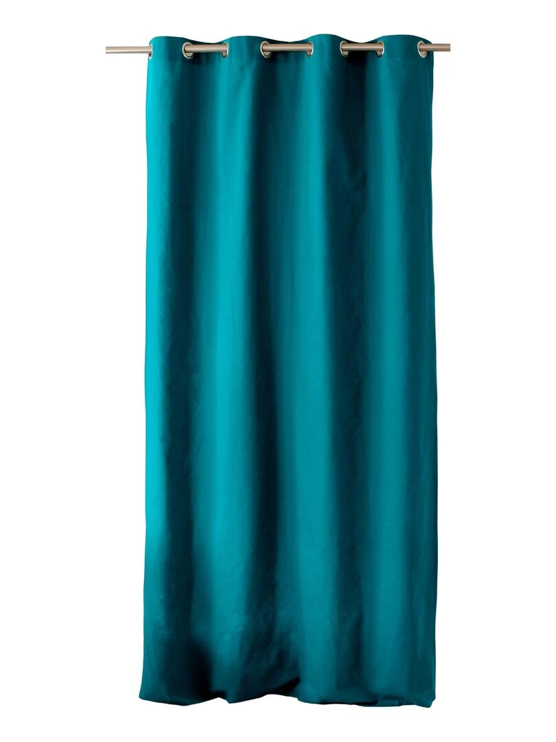 Rideau coloré en pur coton 8 œillets Bleu canard