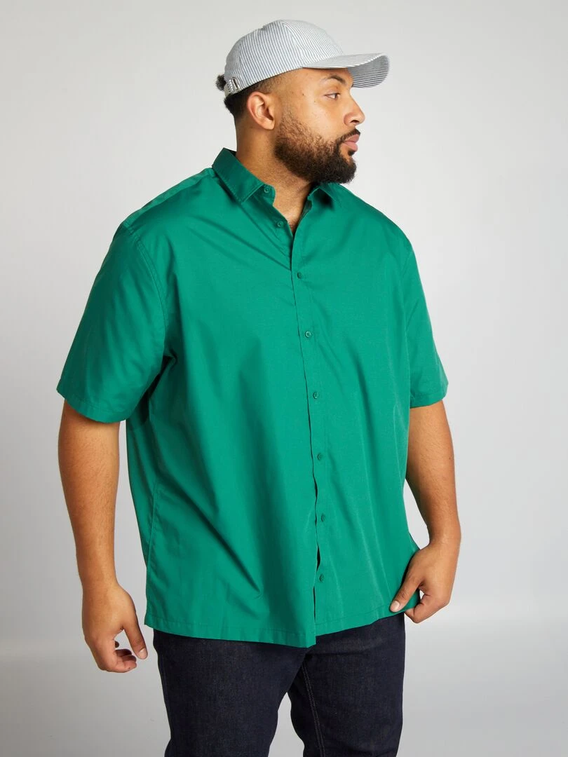 Chemise en popeline manches courtes Vert