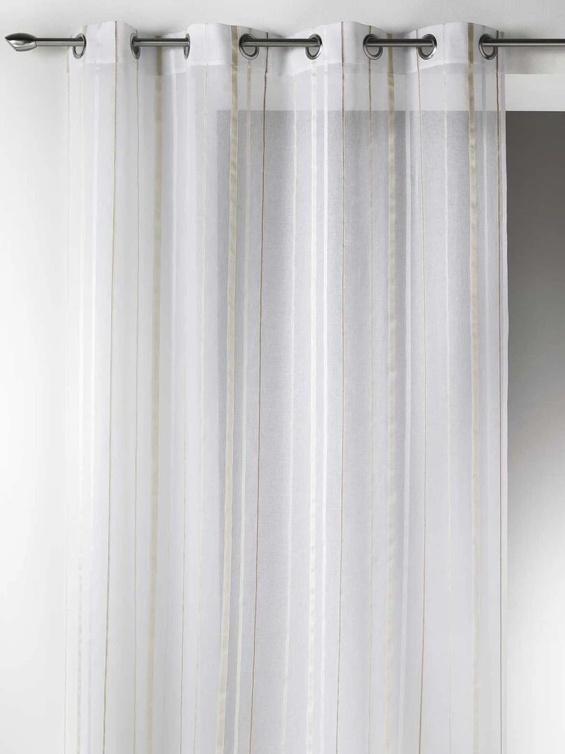 Voilage en Etamine avec Rayures Verticales Beige