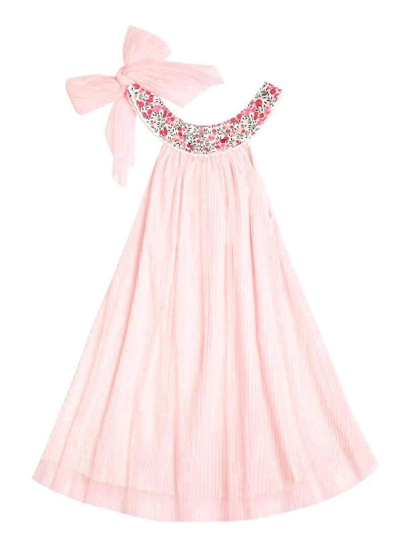 Robe Cérémonie Fille  Voile Rose Col Liberty  ALIZEE   La Faute à Voltaire   Rose