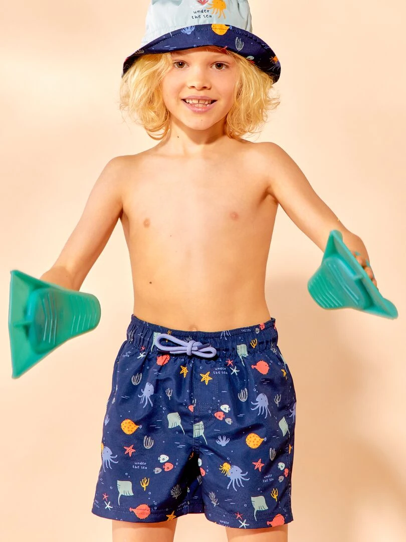 Short de bain imprimé Bleu marine
