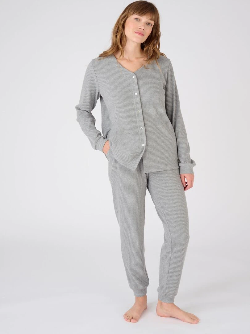 Pyjama maille côtelée Thermolactyl Damart Gris chiné