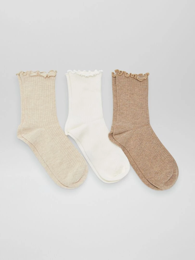 Lot de 3 chaussettes ondulées Beige