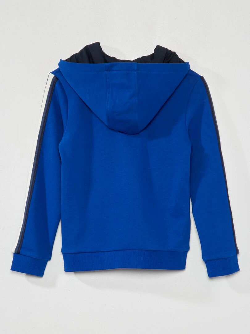 Sweat à capuche et bande tricolore bleu
