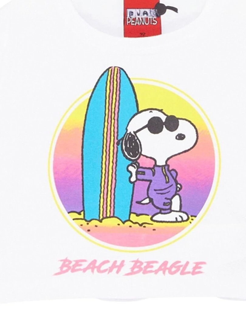 Snoopy   T shirt fille imprimé Snoopy en coton   Blanc