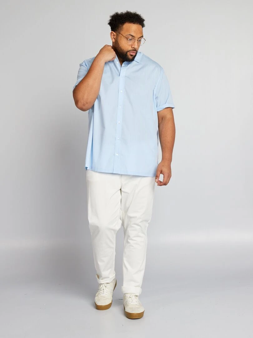Chemise en popeline manches courtes Bleu