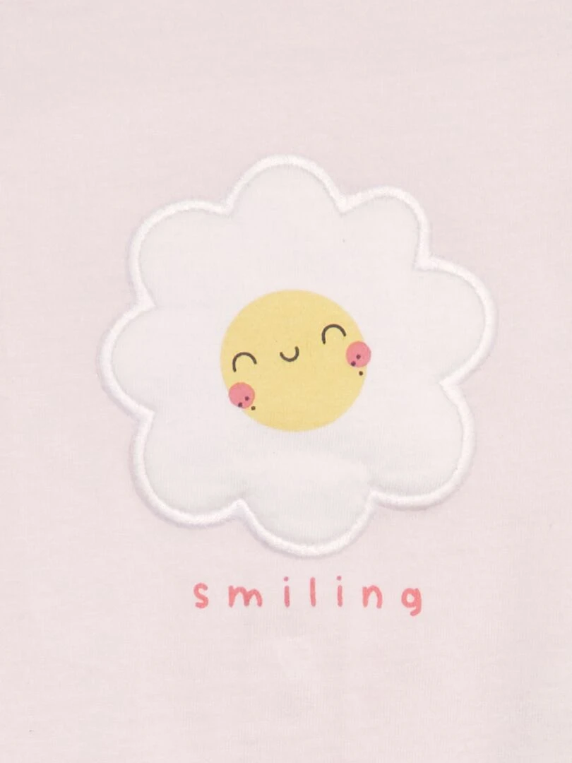T shirt imprimé 'Fleu' + animation en relief Rose fleur