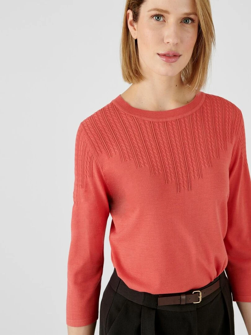 Pull fin manches 3/4 Damart Rouge