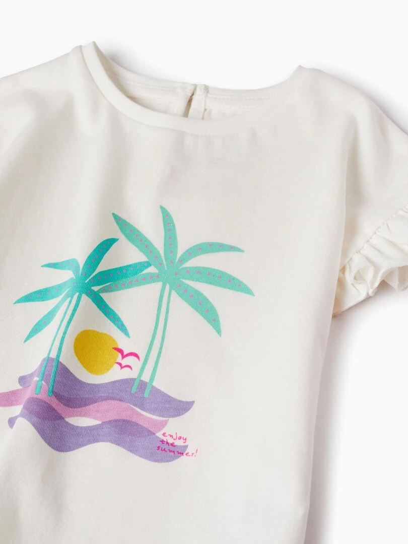 T Shirt + Jupe Culotte pour Bébé Fille 'Palmiers'  EXPLORING AUSTRALIA   Blanc