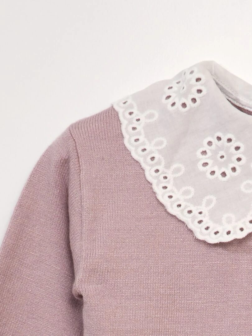 Pull maille douce et col claudine Violet