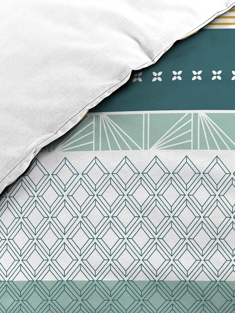Parure housse couette Julliane   Blanc Jaune Bleu