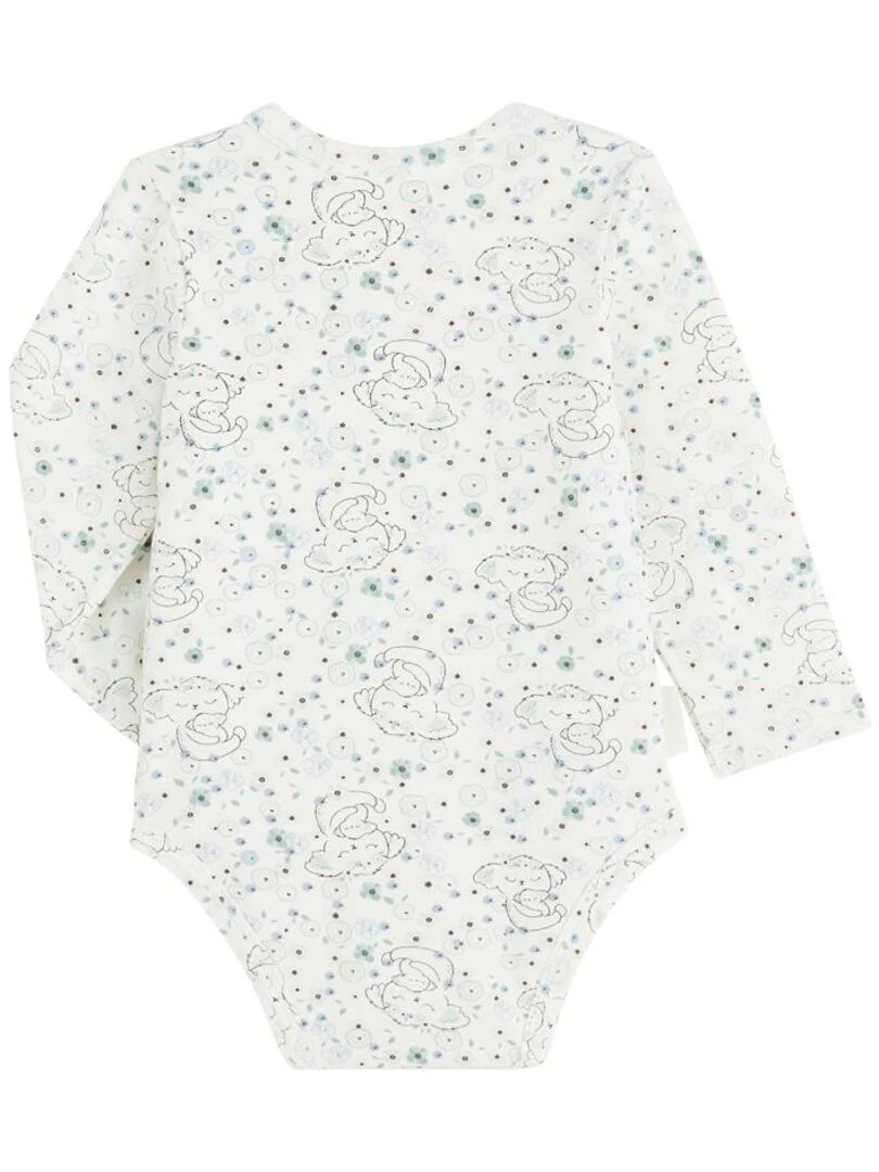 Lot de 2 bodies bébé manches longues ouverture croisée Mini Koala   Ecru