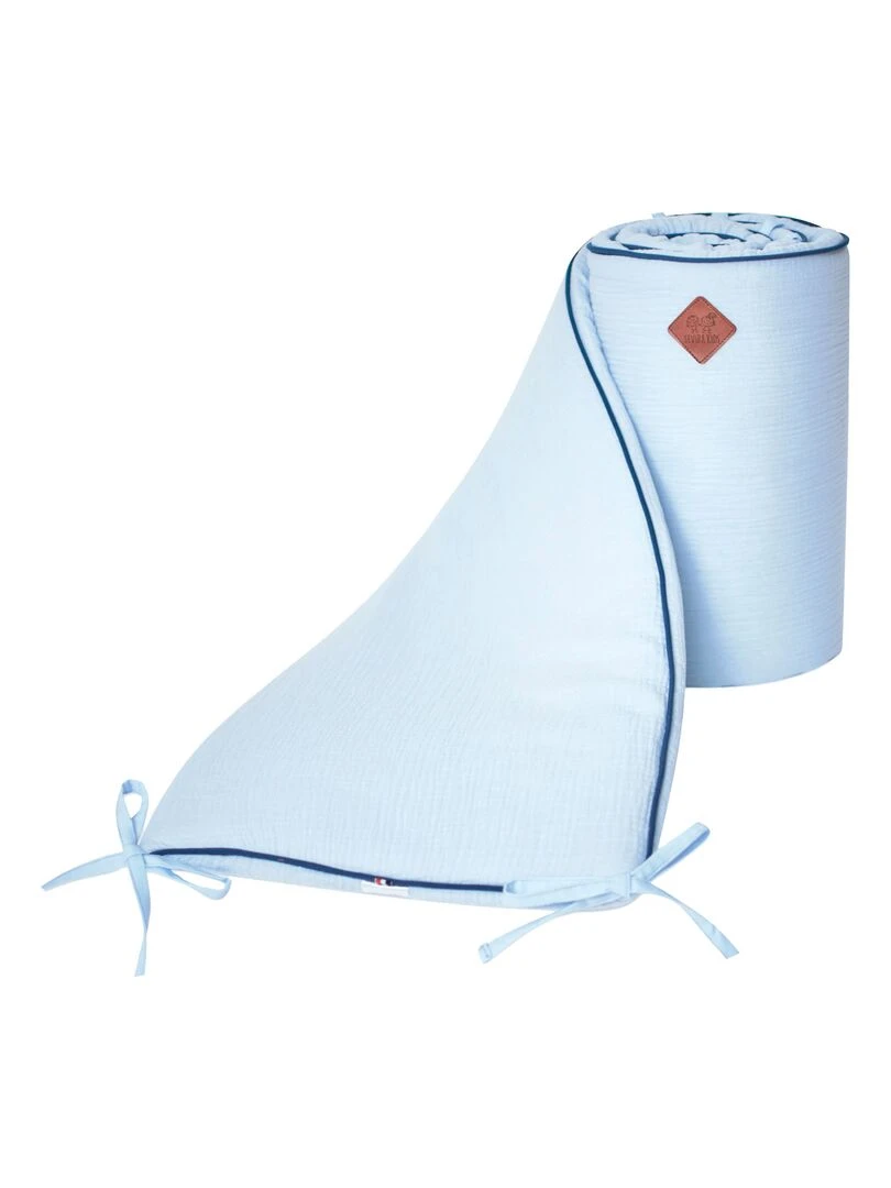 Tour de lit universel en gaze de coton Jeanne Bleu