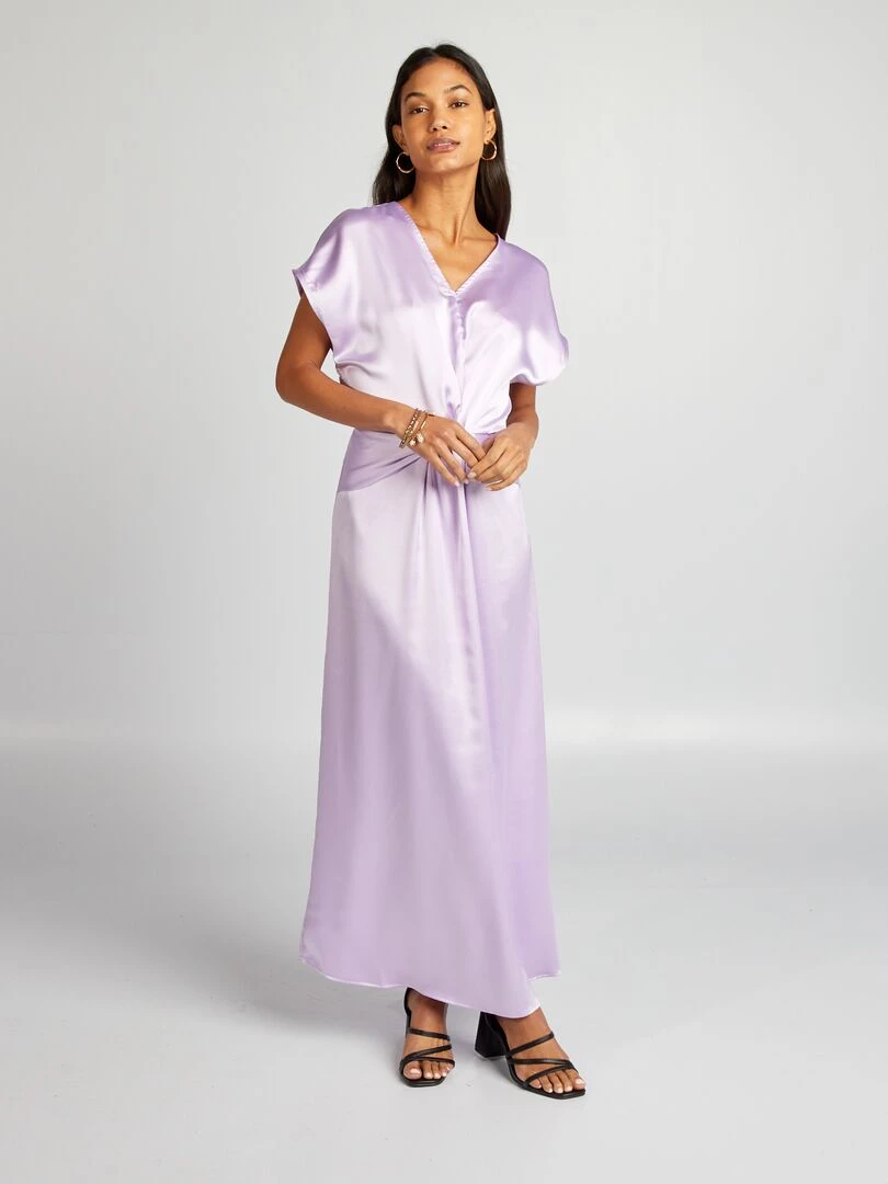 Robe longue satinée Violet