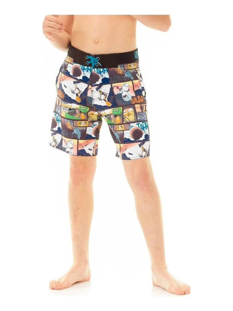 Boardshort long garçon ceinture tissée Story Freegun Noir