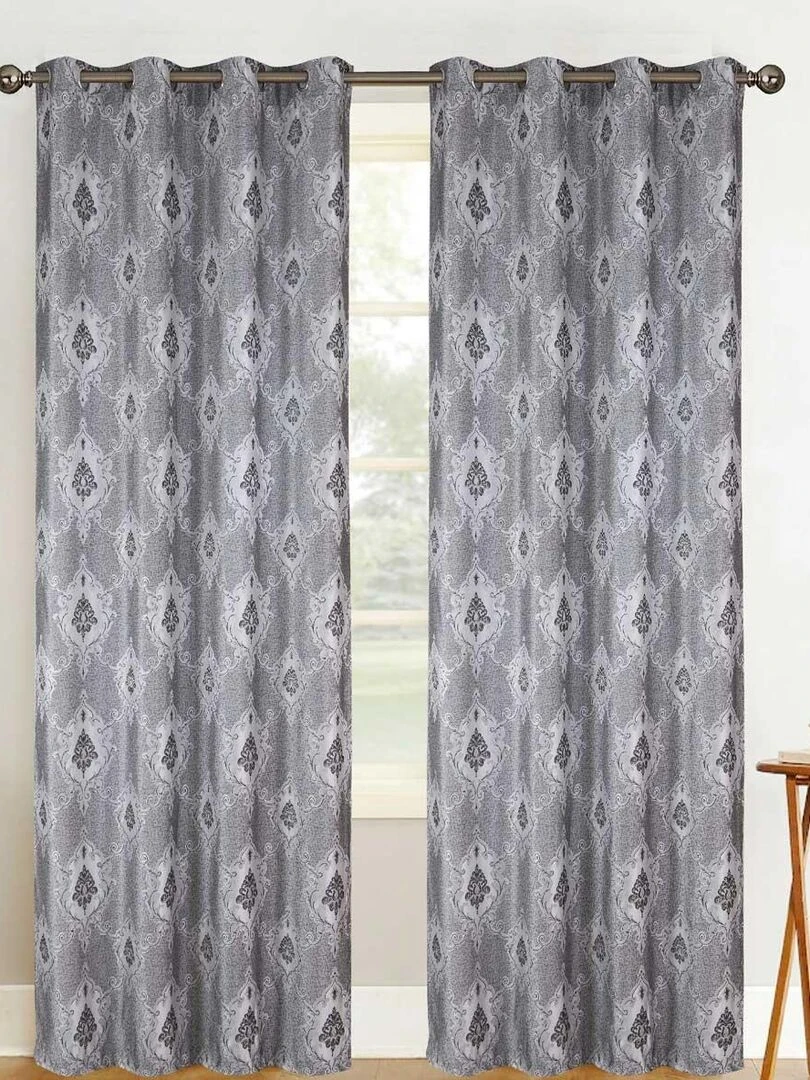 Paire de rideaux tamisants baroque Gris clair