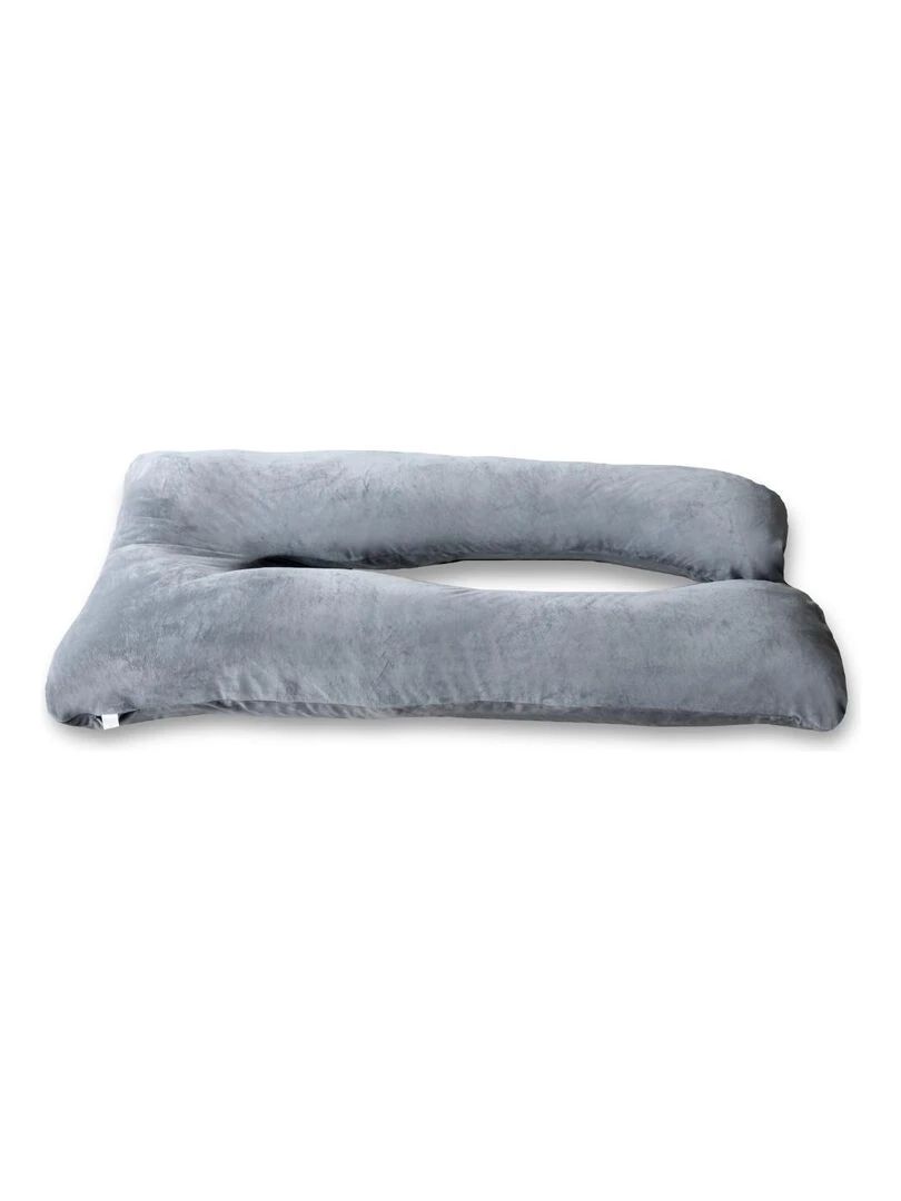 Coussin de Grossesse et d'Allaitement Velours 140x80cm Déhoussable Bananair Gris