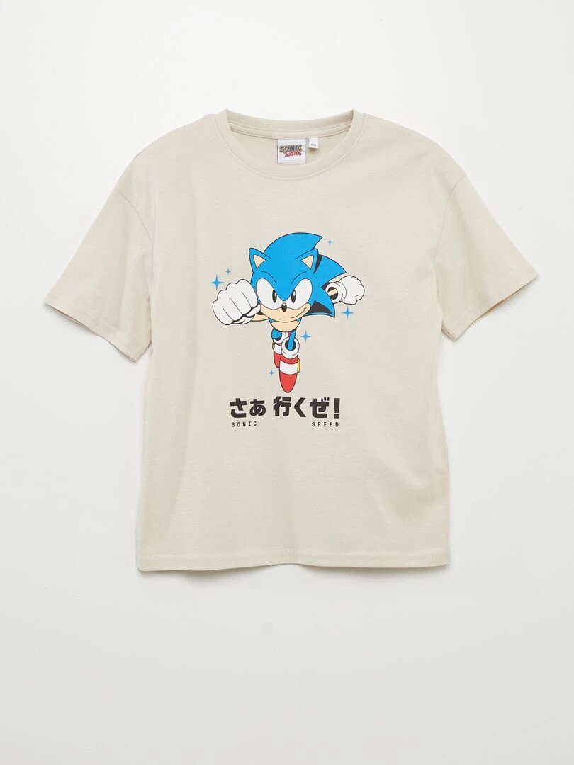 T shirt imprimé 'Sonic' manches courtes Gris