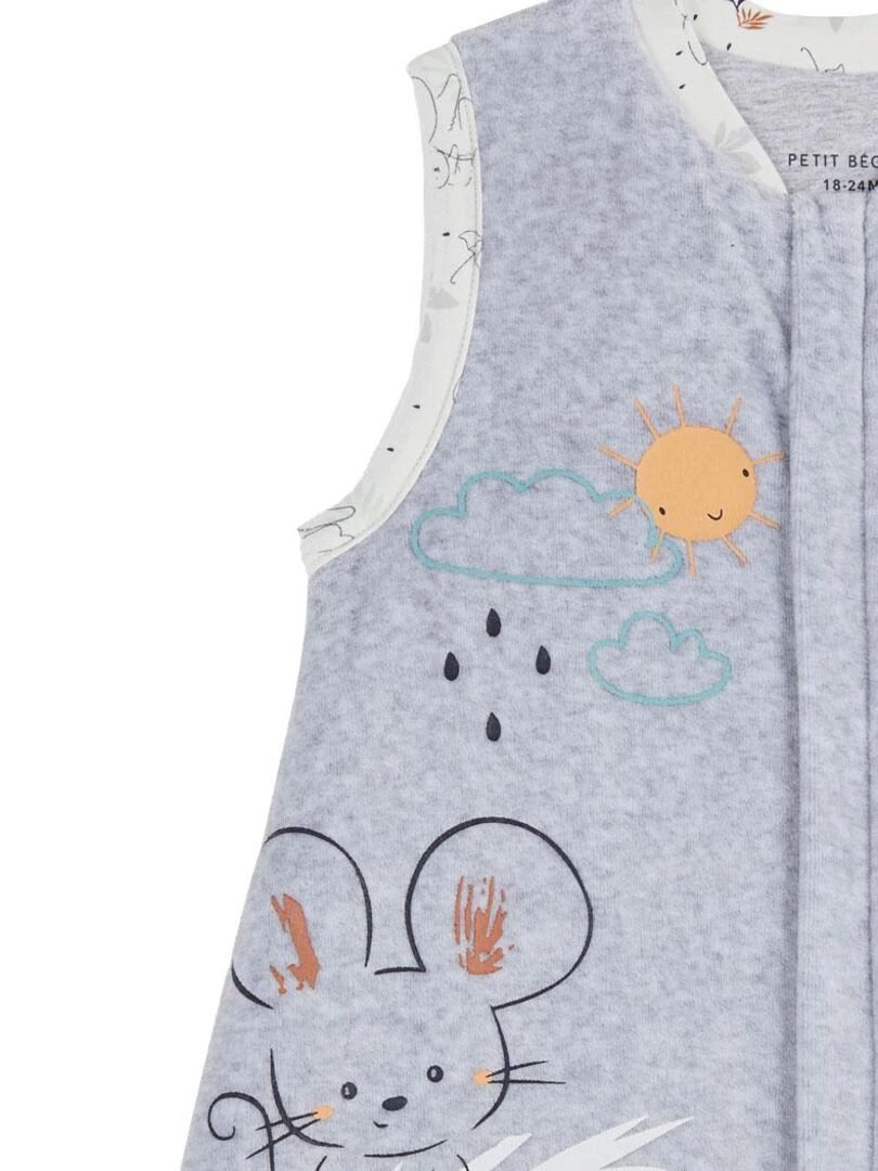 Turbulette d'hiver en velours avec pieds retroussables Nuage   Gris Gris