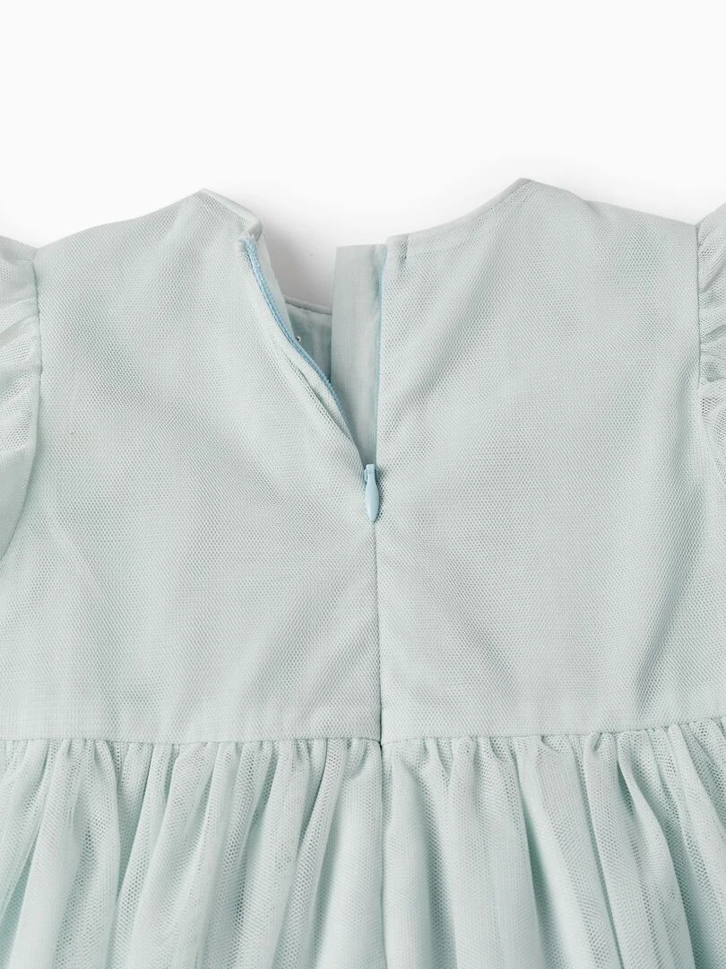 Robe en tulle et sequins pour bébé fille manches courtes CÉRÉMONIE   Vert