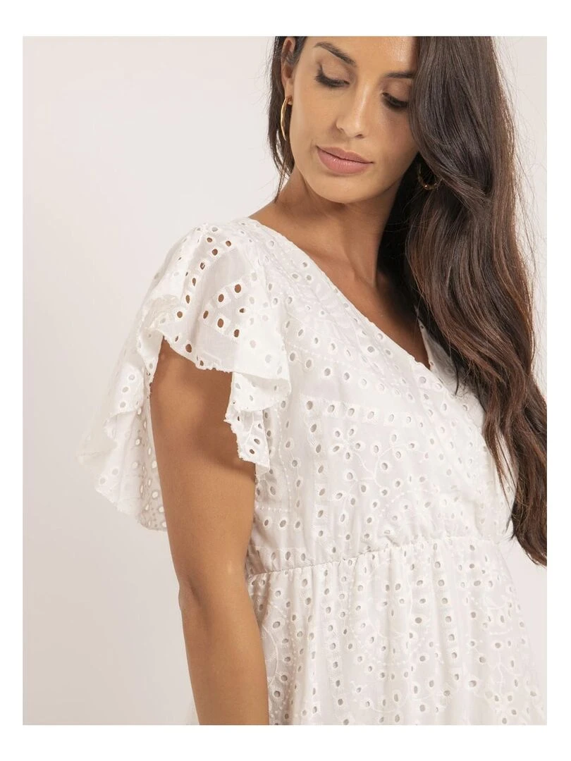 Robe longue broderies anglaises IROKO   Blanc