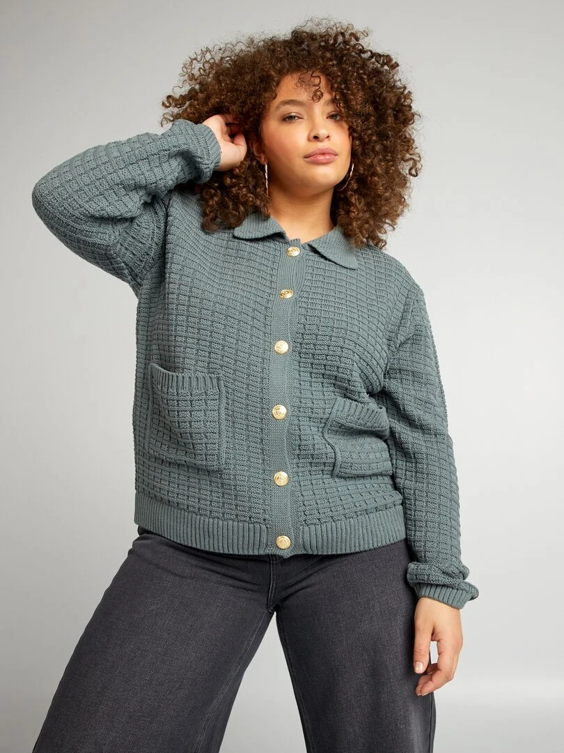 Gilet col polo   Bleu