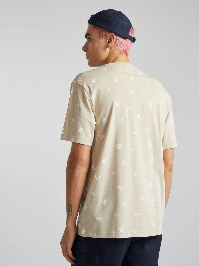 T shirt à col rond avec imprimé   Biege