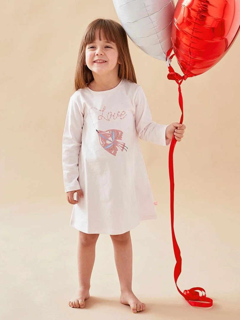 Robe de nuit oiseau en jersey clair Noukie's Rose