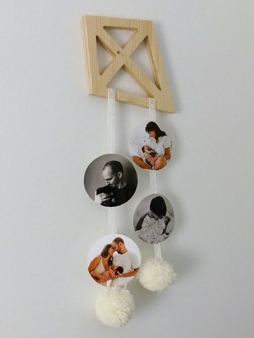 Pele Mele Photos Bois et Dentelle DIY Kit Cerf Volant Blanc