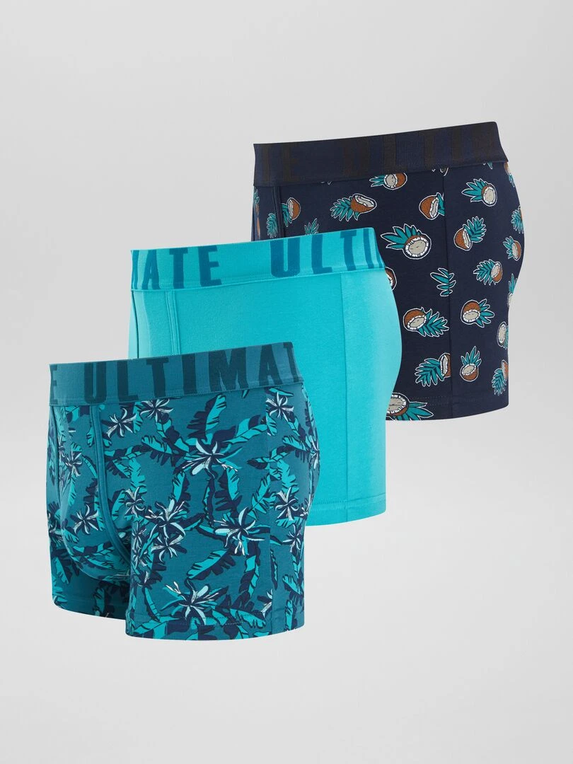 Lot de 3 boxers fantaisie   Bleu