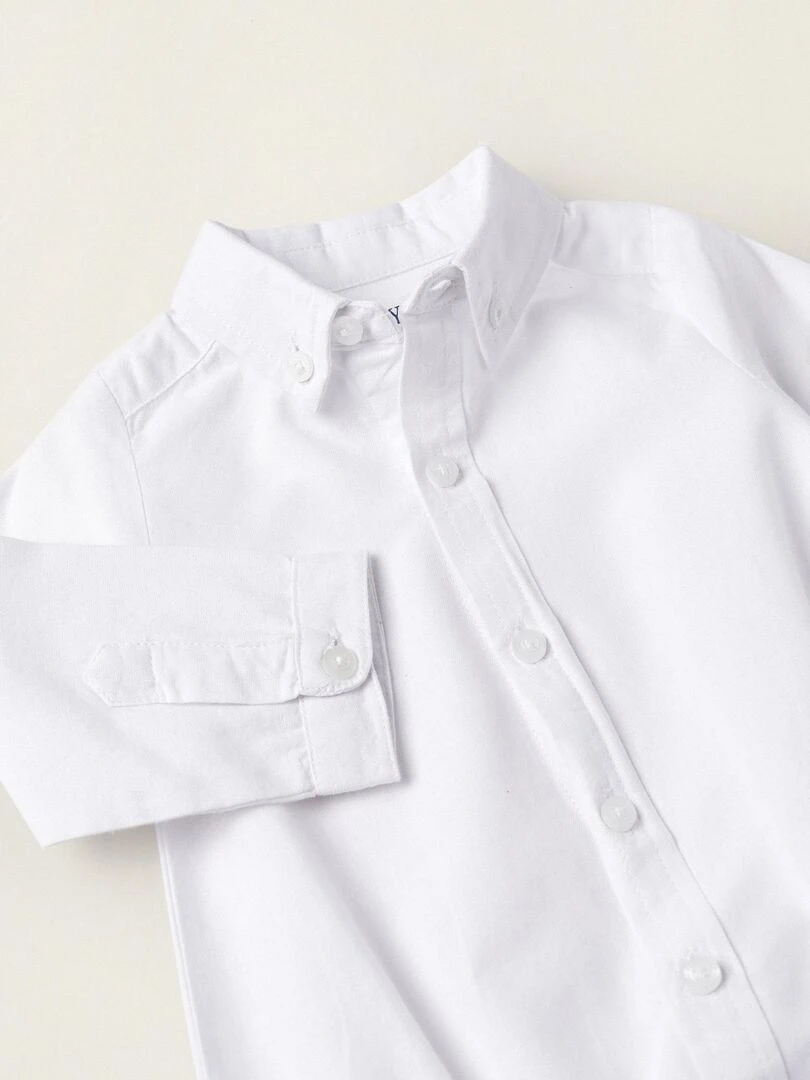 Body chemise en coton Oxford pour nouveau né manches longues ATLANTIC COMPANY   Blanc