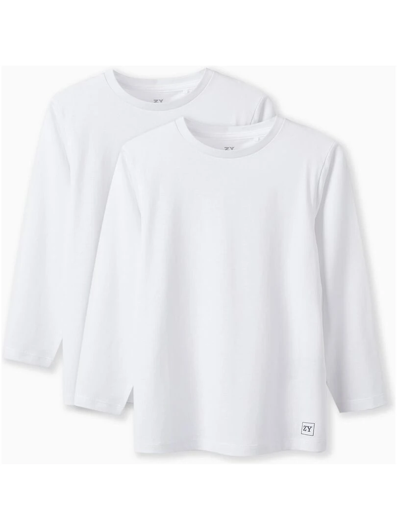 Pack 2 T shirts à manches longues pour garçon manches longues Blanc