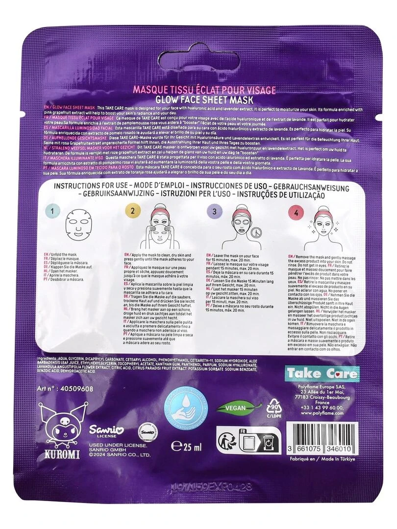 Kuromi Masques pour visage 25ml N/A