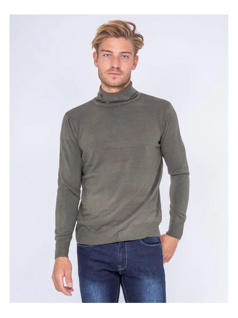 Pull col roulé aspect cachemire LOVOU Kaki