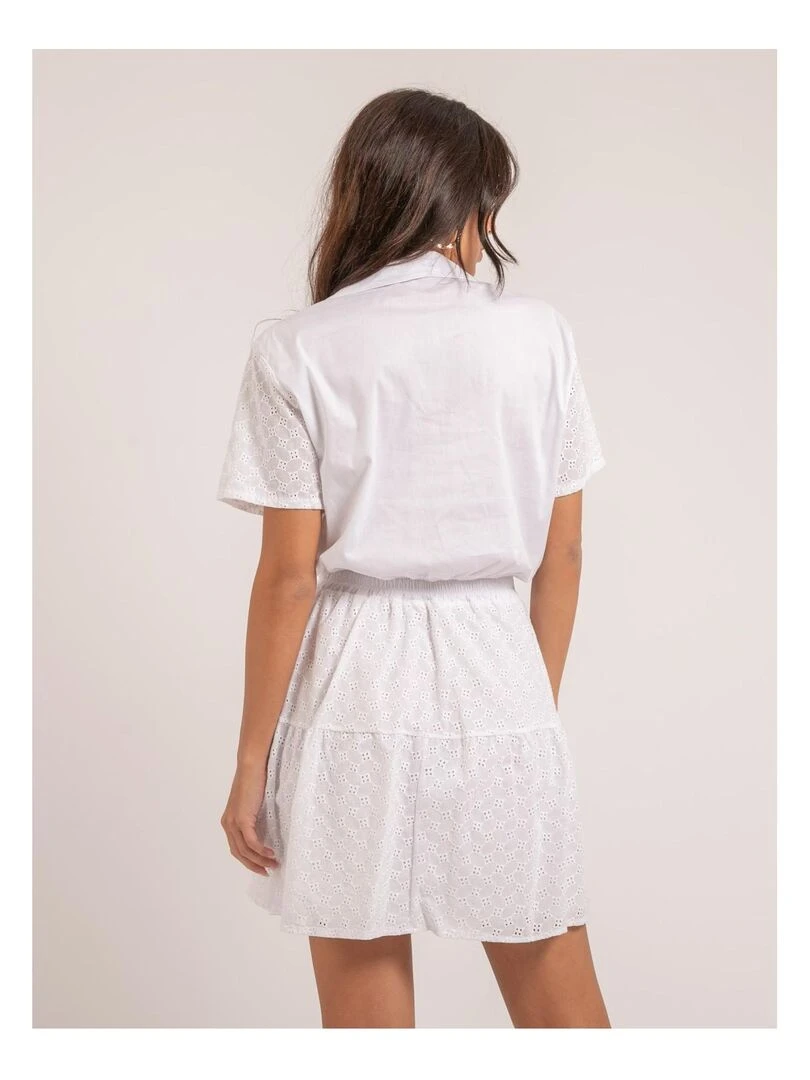 Chemise courte broderies anglaises ORNELLE Blanc