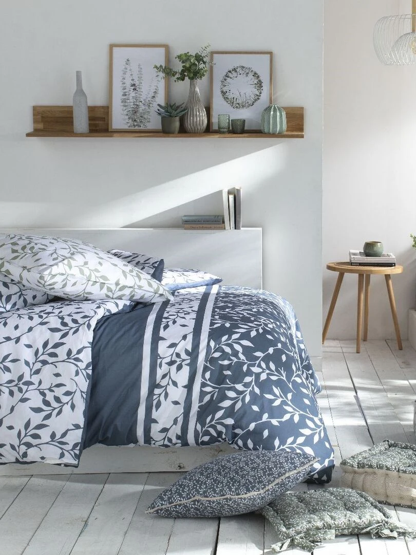 Parure de lit  'FLOWER GARDEN' 'TODAY'   Bleu gris