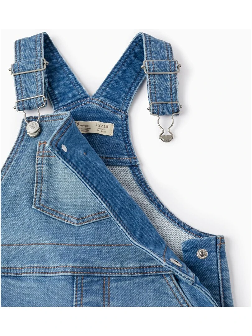 Salopette Courte en Denim pour Bébé Garçon   Bleu clair
