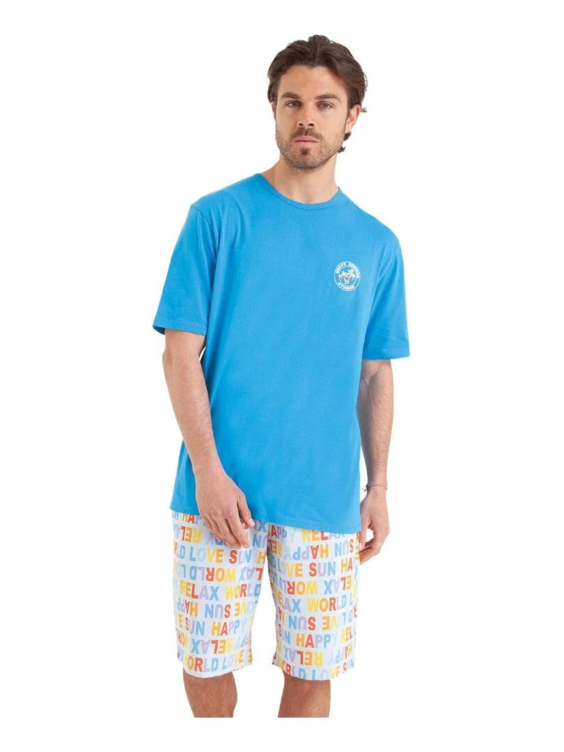 Pyjama court homme Happy Summer Bleu