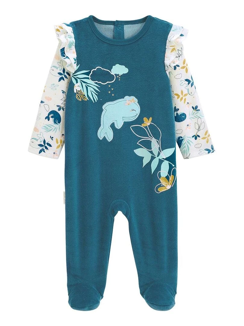 Pyjama bébé en velours Moana Bleu