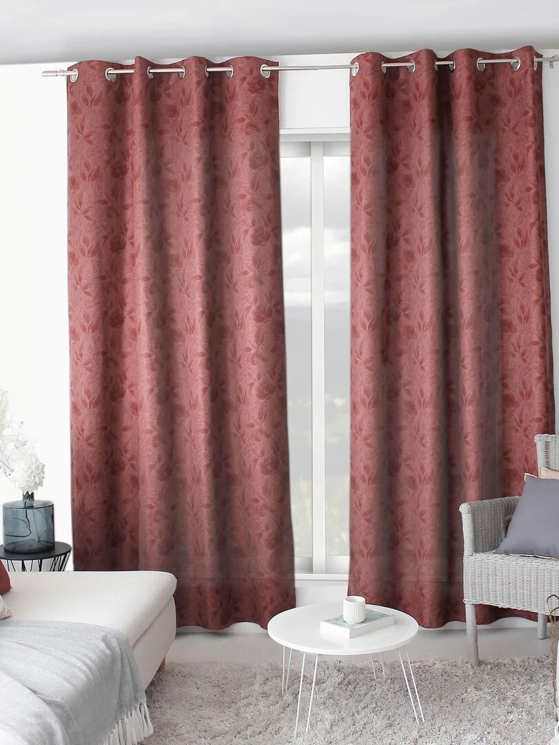 Rideau tamisant aux couleurs poudrées Rouge foncé
