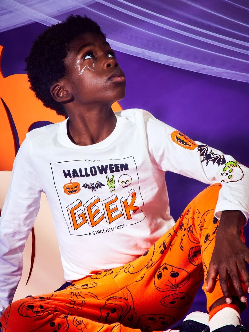 Tee shirt imprimé 'halloween' Blanc