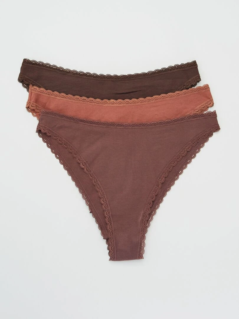 Lot de 3 tangas chocolat