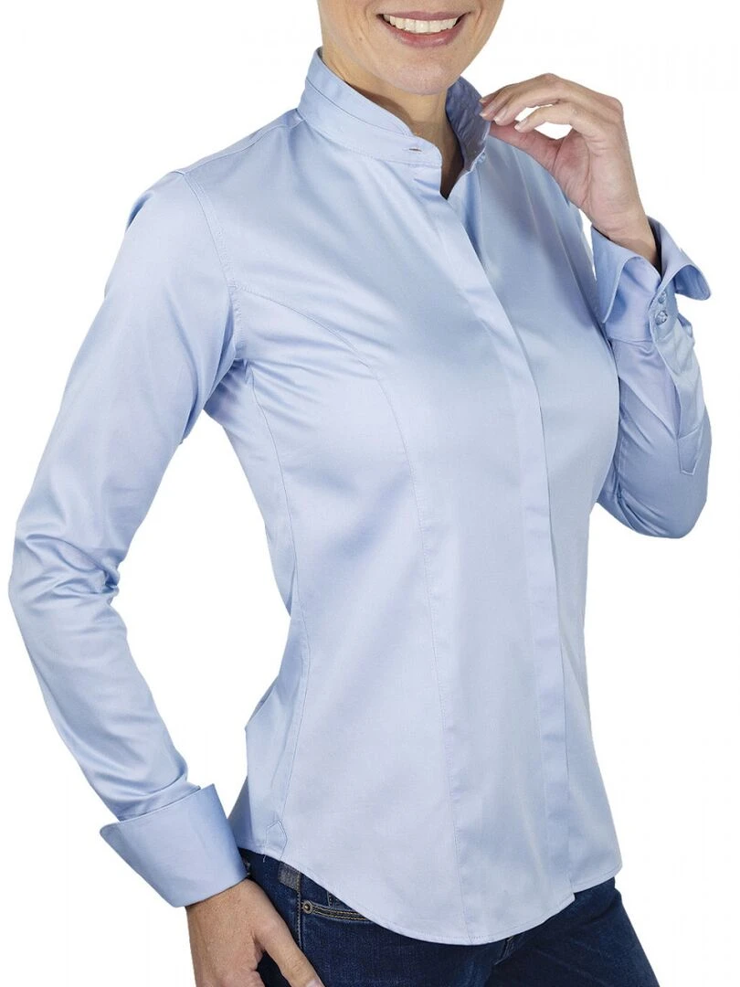 Chemise femme col mao CELIA Bleu