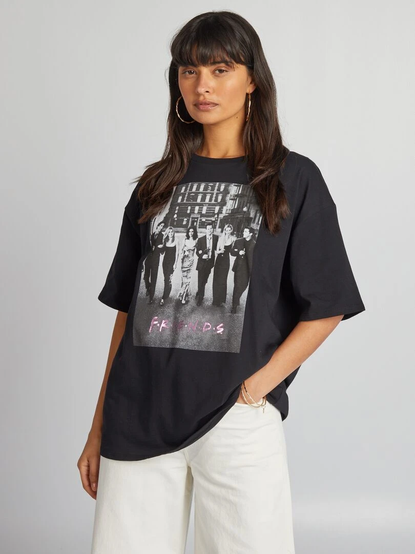 T shirt imprimé 'Friends' noir