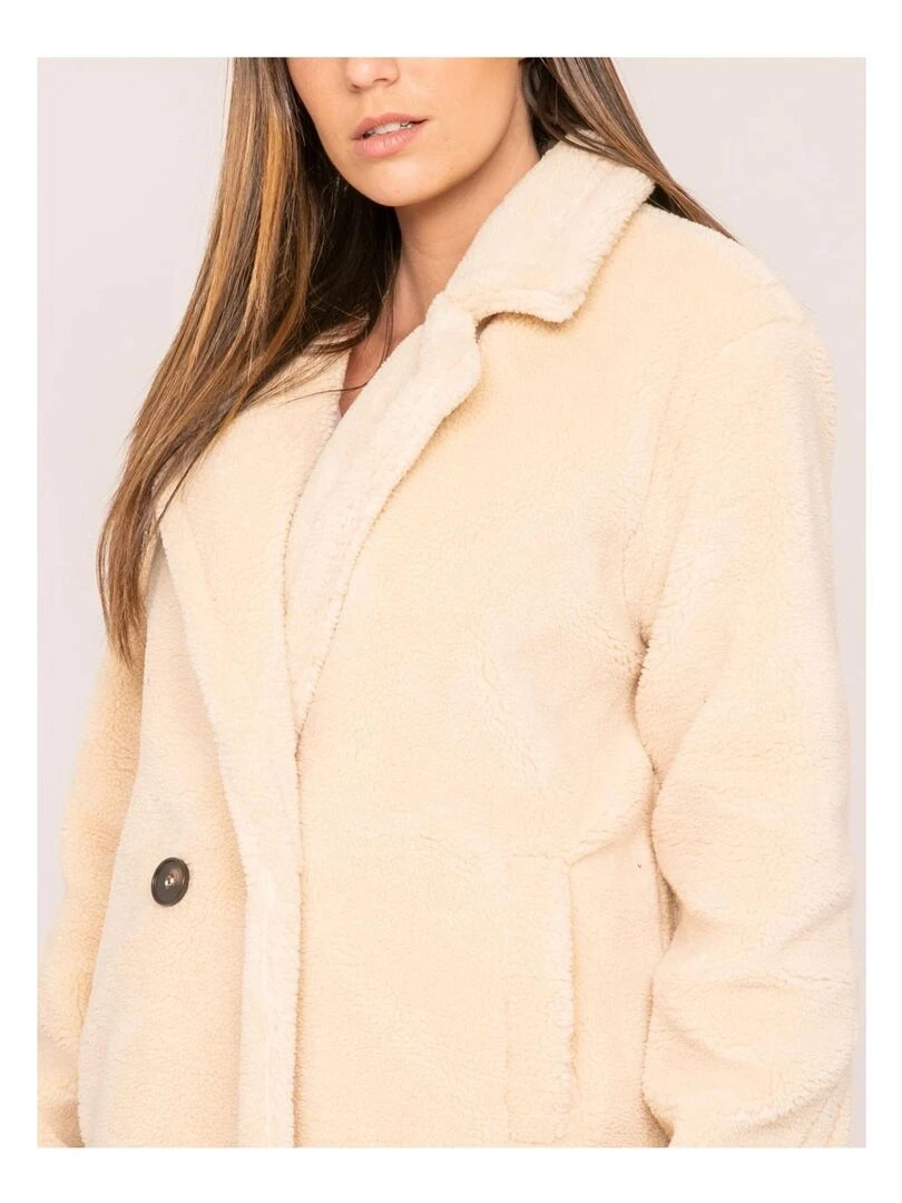 Manteau long fausse fourrure ULYNE   Ecru
