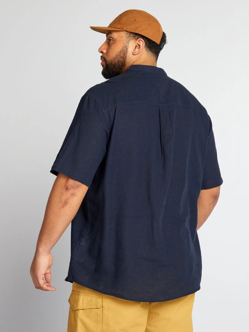 Chemise col mao   Marine