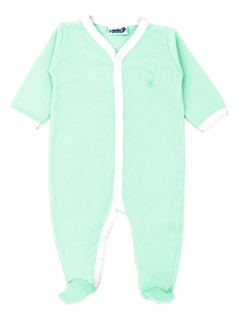 Pyjama été léger 100% coton biologique 1 à 6 mois Vert d'eau