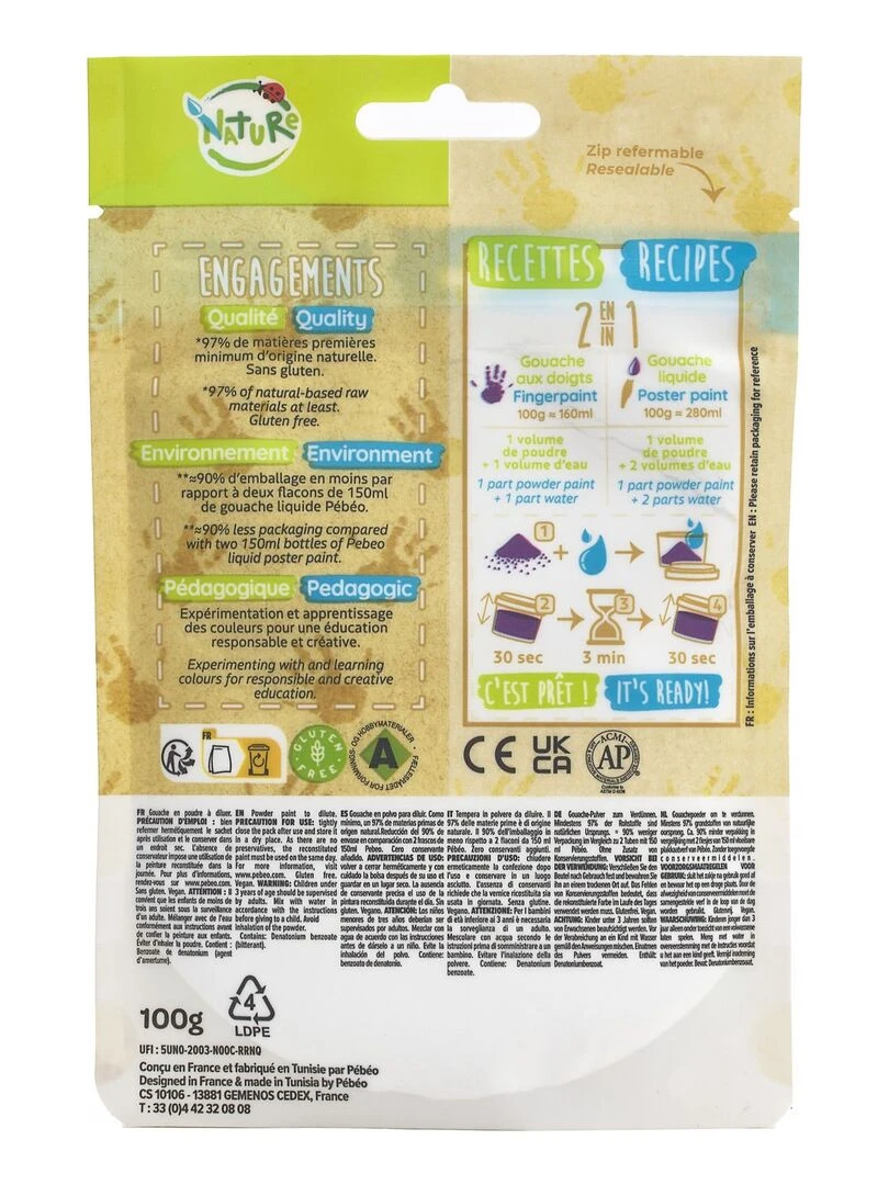 Gouache en poudre   100 g   Rouge   N/A