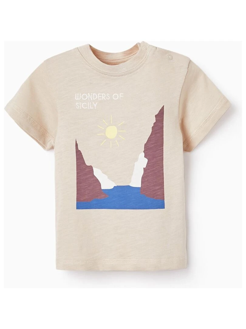 T shirt à manches courtes pour bébé garçon 'Nature en Sicile' manches courtes SICILIAN DAYS Gris clair