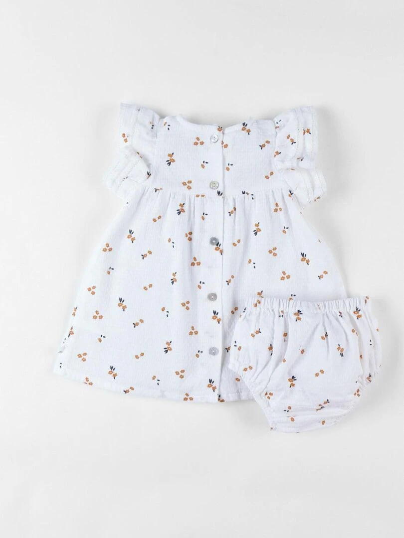 Set robe + bloomer imprimé fleuri Noukie's Blanc